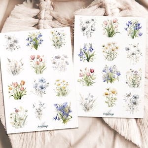 Sticker Set Wildblumen Frühlingssträuße