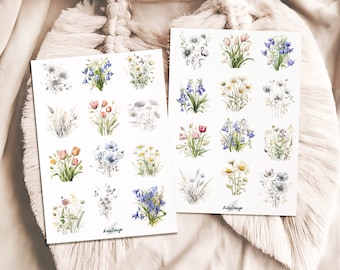 Sticker Set Wildflowers Spring Bouquets