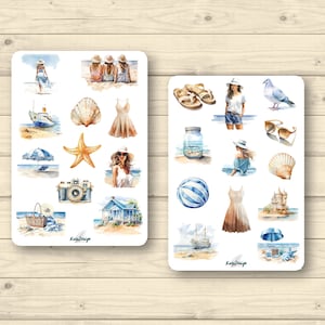 Sticker Set Sommerurlaub, Strand
