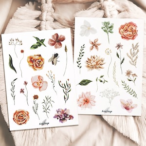 Set d'autocollants fleurs pastel