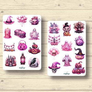 Sticker Set Halloween pink Kindersticker Geister Kerze Luftballons, Aufkleber Planner Stickers, cute Scrapbooking Stickers