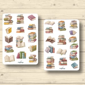 Sticker Set Bücher Buchstapel lesen Hobby zu Hause, Aufkleber Planner Stickers, cute Scrapbooking Stickers