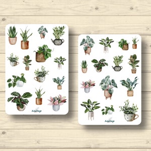 Sticker Set Topfpflanzen Grünpflanzen Zimmerpflanzen Natur Wohnzimmer, Aufkleber Planner Stickers, cute Scrapbooking Stickers