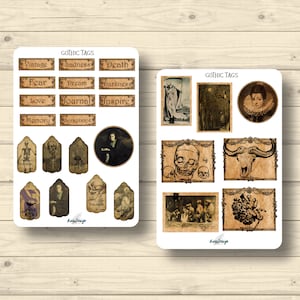 Sticker Set, Gothik Etiketten, Tags, Aufkleber Planner Stickers, cute Scrapbooking Stickers