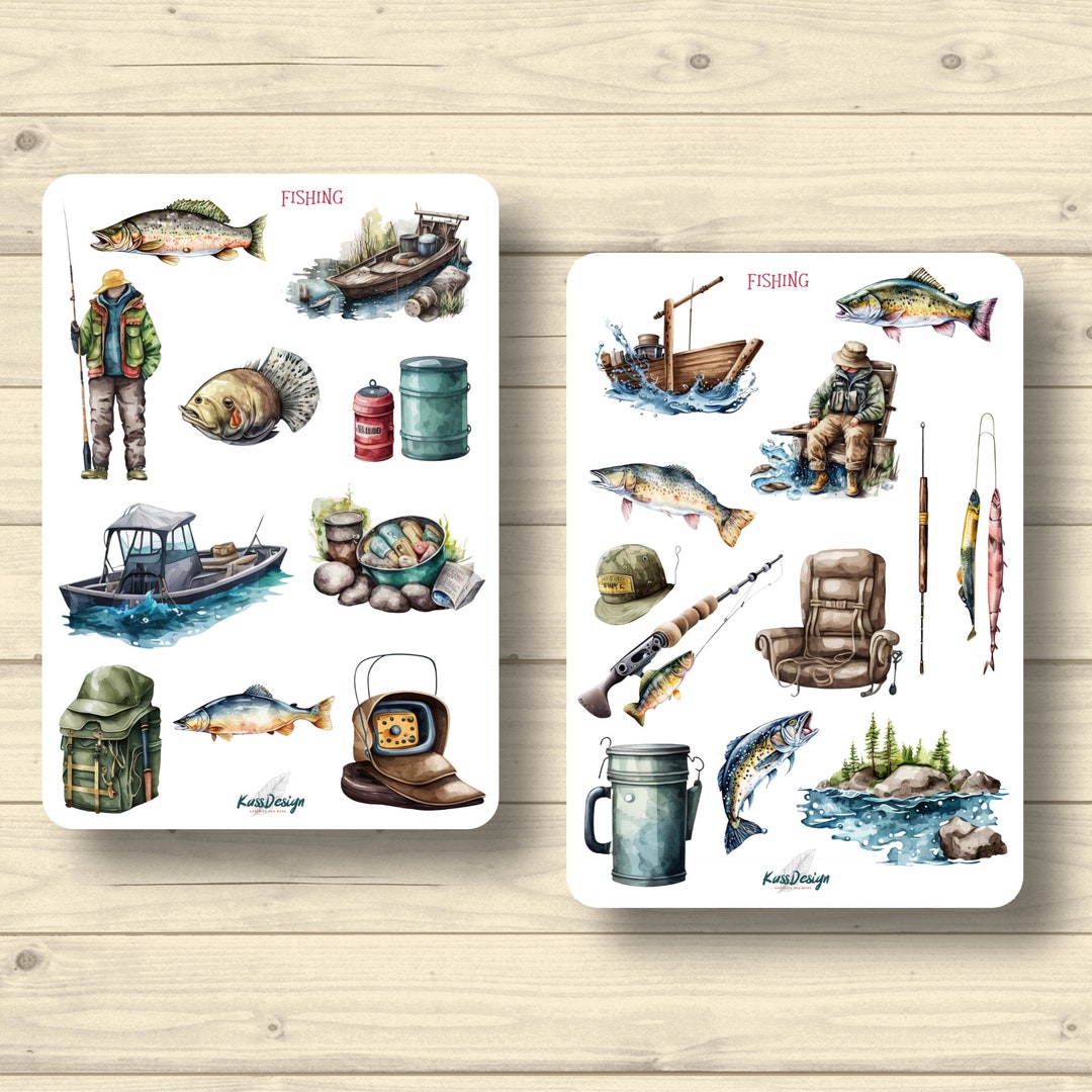 Sticker Set, Fishing Lake Camping Nature Summer Stickers Planner ...