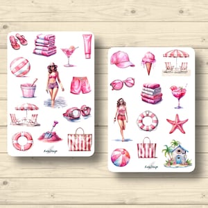 Set de pegatinas verano en rosa