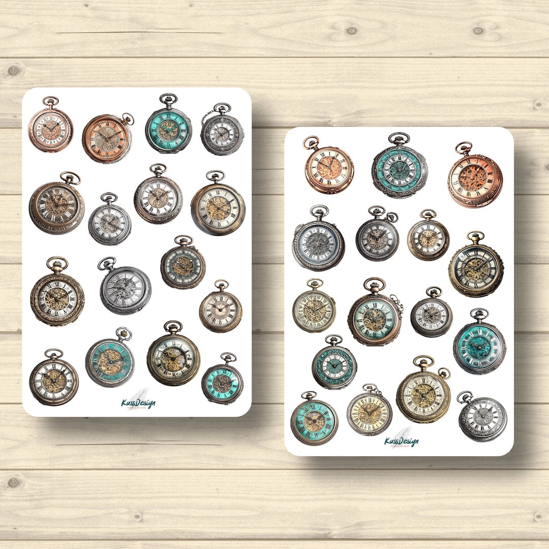 Sticker Set Pocket Watches Vintage - Etsy