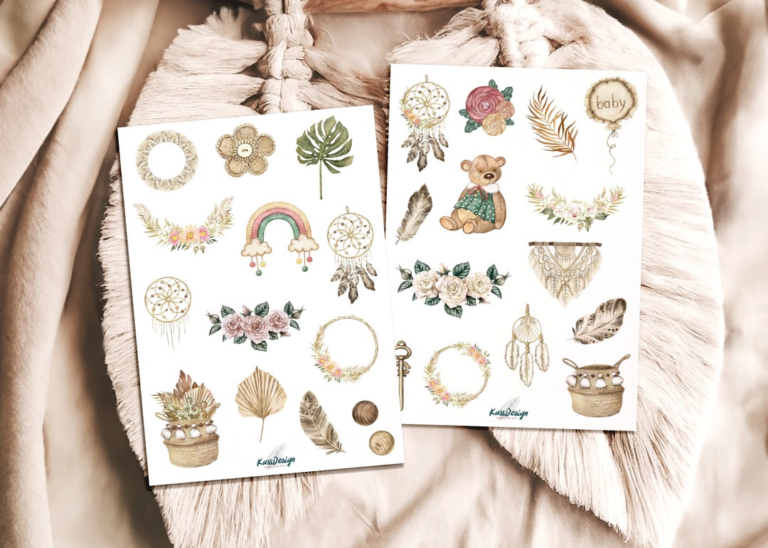 Sticker Set Macrame Boho Decorations - Etsy