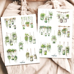 Sticker Set Hängepflanzen in Gläsern