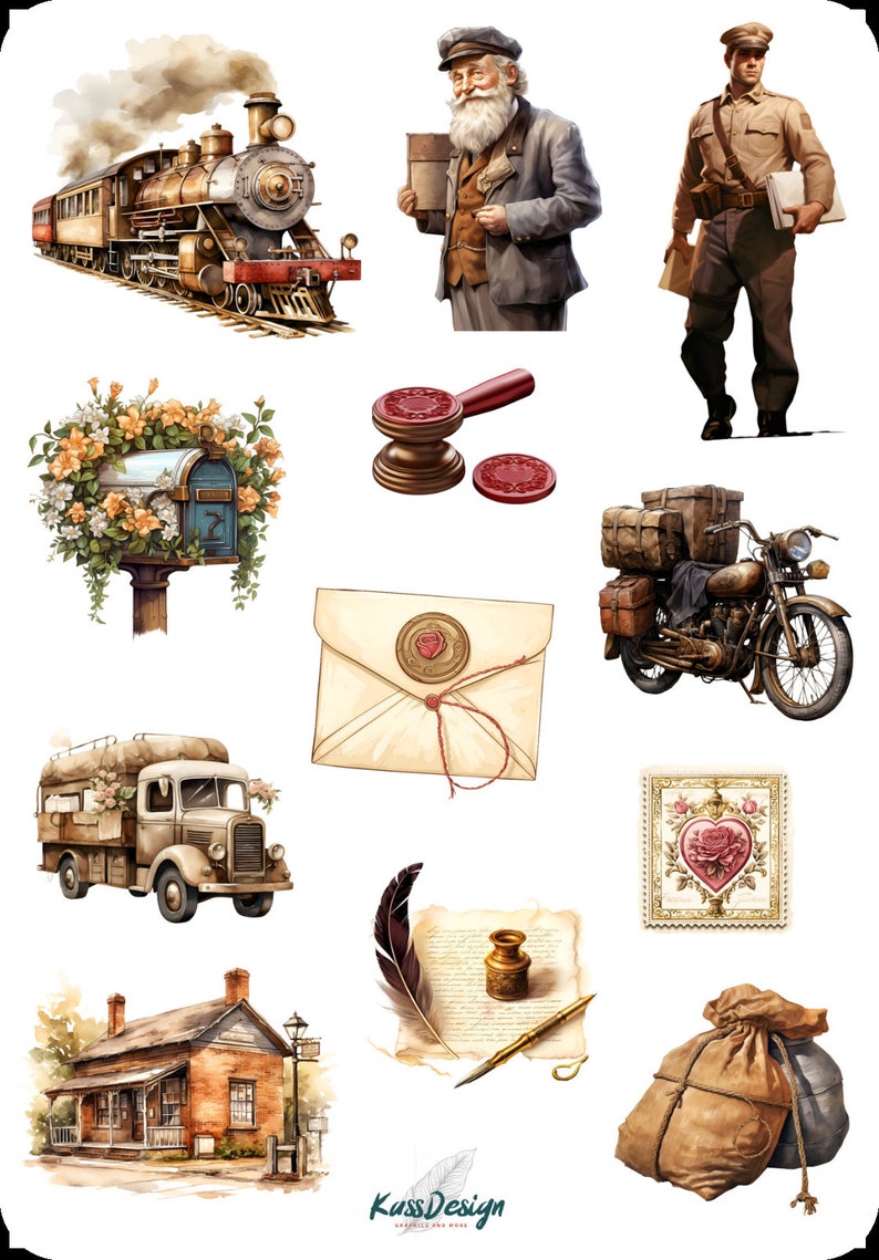 Posting Mail Sticker Sticker Set Vintage Post Mail - Etsy