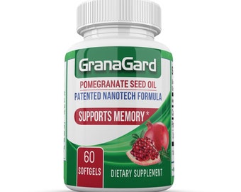 Huile d'extrait de grenade GranaGard Omega 5, Supplément de nanotechnologie pour la santé du cerveau pour la concentration, Booster cérébral, Suppléments de mémoire Soutien cérébral