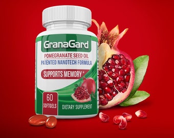 GranaGard Omega 5 Huile d'extrait de grenade, supplément de santé cérébrale nanotechnologique pour la concentration, booster de cerveau, suppléments de mémoire pour le soutien cérébral