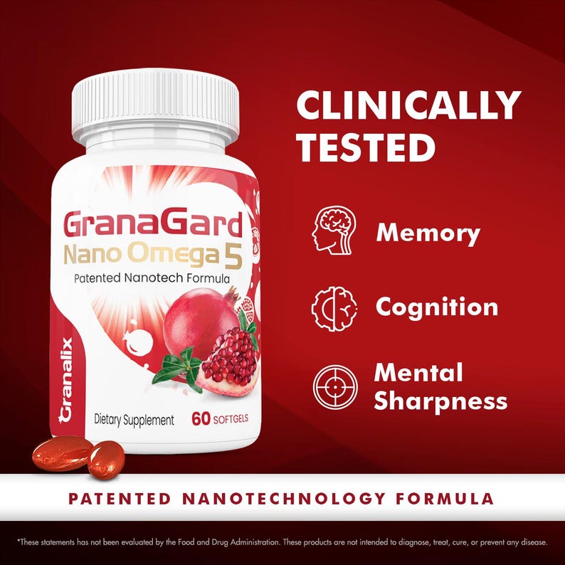 GranaGard Omega 5 Pomegranate Oil, Brain Health Supplement (60 Softgels) image 9