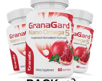 Aceite de semilla de granada GranaGard Omega 5, suplemento para la salud cerebral, paquete de 3 unidades.