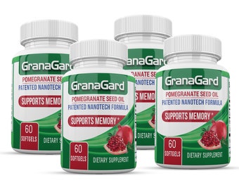 X4 GranaGard Omega 5 Aceite de semilla de granada, nanotecnología, suplemento potenciador de salud cerebral, enfoque de apoyo, paquete de memoria X4