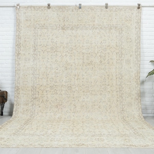 6x30 Vintage Teppich, Türkischer Teppich, Beige Wollteppich, Schlafzimmer Teppich, Antiker Teppich, Handgefertigter Teppich, Handgemachter Teppich