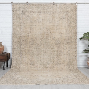 200x300 Beige Teppich, Vintage Teppich, Handgemachter Teppich, Türkischer Wollteppich, Oushak Teppich, Anatolischer Teppich, Schlafzimmerteppich, Anatolischer Teppich