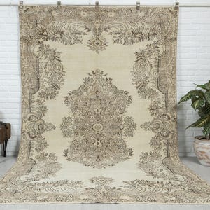6x3m Vintage Teppich, Beige Türkischer Teppich, Schlafzimmerteppich, Antiker Handgefertigter Teppich, Neutraler Teppich, Anatolischer Teppich 200x230 cm