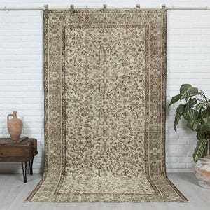 5x9 Vintage Rug, Beige Wool Rug, Turkish Area Rug, Anatolian Rug, Antique Handmade Rug, Muted Rug, Bedroom Rug, Neutral Rug, Decorative Rug