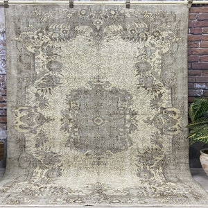 5x9 Vintage Rug - Beige Rug - Turkish Area Rug - Antique Handmade Rug - Muted Rug - Bedroom Rug - Living Room Rug - Neutral Rug - Faded Rug