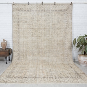 6x3m Vintage Teppich, Antiker Handgefertigter Teppich, Beige Türkischer Teppich, Oushak Teppich, Großer Teppich, Anatolischer Teppich, Schlafzimmerteppich, 200x300
