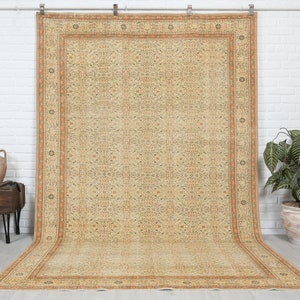 6x10 Vintage Teppich, antiker handgemachter Teppich, beige türkischer Teppich, Oushak Teppich, großer Teppich, anatolischer Teppich, neutraler Teppich, Schlafzimmerteppich, 6&#39;2x9&#39;7 Fuß