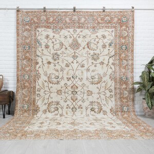 7x10 Vintage Rug - Muted Rug - Antique Rug - Bedroom Rug - Beige Turkish Rug - Area Rug - Anatolian Rug - Neutral Rug - Persian Pattern Rug