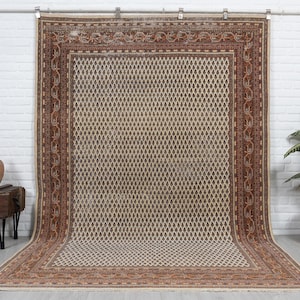 200x300 Perser Teppich, Beige Vintage Teppich, Schlafzimmer Teppich, Antiker Handgemachter Teppich, Mahal, Dekorativer Teppich, Mesopotamischer Teppich, Verblasster Teppich, 200x250 cm