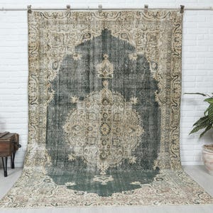 6x9 Vintage Rug, Gray - Beige Turkish Rug, Bedroom Rug, Handmade Rug, Oushak Rug, Faded Rug, Wool Anatolian Rug, Natural Rug, Distressed Rug