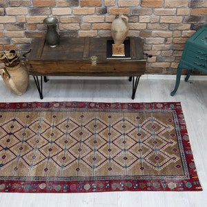Antique handmade persian rug / 3&#39;4&quot;x6&#39;6&quot; Feet / Natural rug / Made in the 1960&#39;s / Geometric pattern / Decorative vintage rug, Free shipping