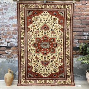 4x6 Vintage Rug - Red Turkish Rug - Antique Handmade Rug - Anatolian Rug - Special Design Area Rug - Medium Rug - Kitchen Rug - Entryway Rug