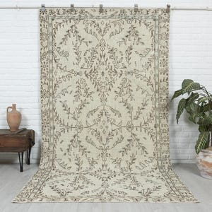 5x9 Vintage Rug, Beige Rug, Turkish Area Rug, Antique Handmade Rug, Neutral Rug, Oushak Rug, Bedroom Rug, Anatolian Rug, Wool Area Rug