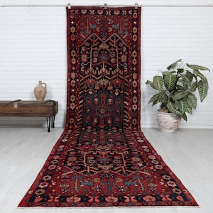 3x13 Persian Runner Rug, Blue Runner Rug, Vintage Runner Rug, Boho Rug, Entryway Runner Rug, Kitchen Rug, Hallway Runner Rug,  3&#39;6&quot;x13&quot; feet