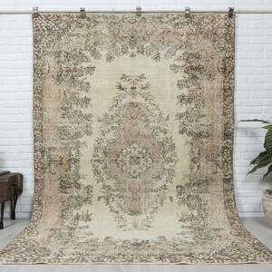 5x9 Vintage Rug, Beige Turkish Area Rug, Antique Handmade Rug, Faded Rug, Oushak Rug, Bedroom Rug, Neutral Rug, Anatolian Rug, Wool Area Rug