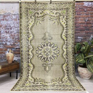 5x9 Vintage Rug, Turkish Area Rug, Antique Handmade Rug, Muted Rug, Bedroom Rug, Living Room Rug, Neutral Rug, Anatolian Rug, Oushak Carpet