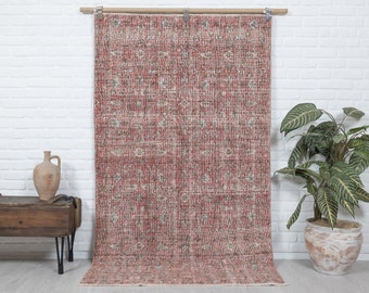 4x7 Vintage Rug, Antique Handmade Rug, Pink Turkish Rug, Kitchen Rug, Oushak Rug, Faded Rug, Anatolian Rug, Bedroom Rug, Distressed Area Rug