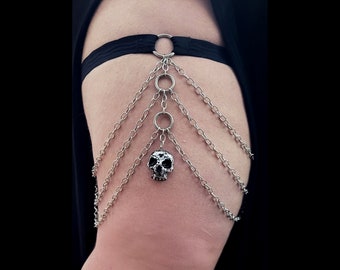 Stainless Steel Chains Foiled Skull Thigh Body Chains Jewellery | Thick Thighs | Plus Size Gothic Leg Fashion | Garter Lingerie  Big Girl