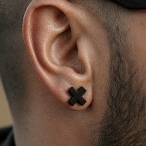 Pendientes de arcilla polimérica con cruz en X negra mate, hechos a mano, estilo gótico punk, joyería alternativa, accesorios para hombre y mujer, regalos unisex.