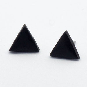 Matte Black Triangle Polymer Clay Earrings Studs | Handmade Minimalist Jewelry | Gothic Jewellery |  Alternative Accessories And Gifts