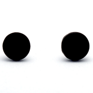 Pair of Matte Black Round Circle Polymer Clay Earrings Studs Handmade Jewelry Gothic Jewellery Mens Womens Unisex Accessories Gifts image 5