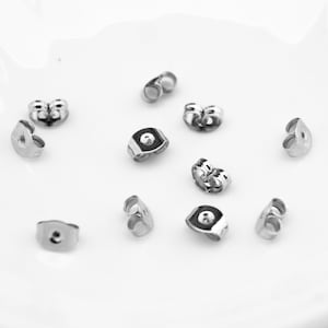 Hypoallergenic Stainless Steel Friction Earring Backs for Stud Earrings | Ear Nut Backing | Jewellery Findings Spare Extras | 2 5 10 Pairs
