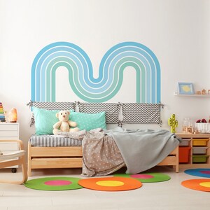 Schälen und Stick Regenbogen Wandtattoo, Wandtattoo Spielzimmer, abnehmbares Wandbild, Regenbogen Wandkunst, Jungen-Schlafzimmer-Dekor, Pastell-Wandtattoo 43