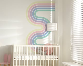 Pastel Rainbow Wall Decal, Playroom Wall Stickers, Removable Wall Mural, Teen Girl Wall Art, Baby Girl Bedroom Decor, Colorful Wall Decal 13