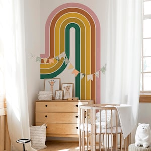 Behind The Crib Wall Decal, Unisex Room Decor, Colorful Wall Art, Large Rainbow Nursery Wall Sticker, Playroom Decal, Rainbow Wall Decal 19