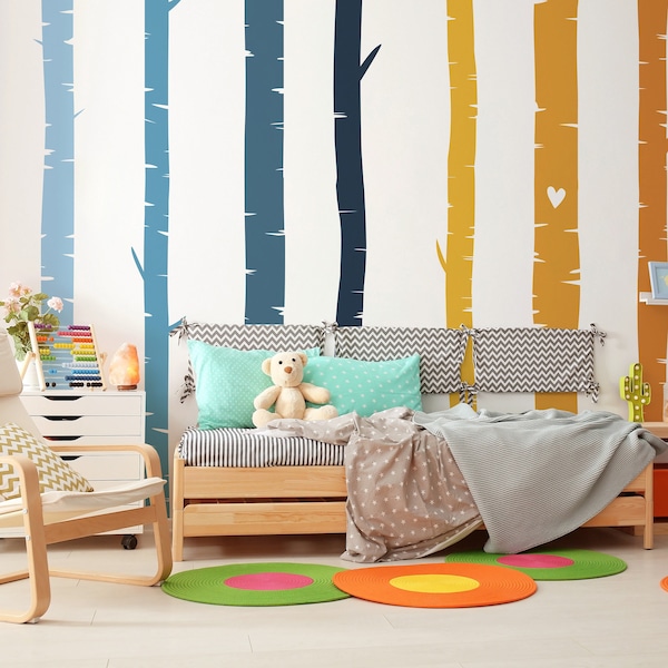 Behind The Crib Wall Decal, Birch Trees Rainbow Decal, Boy Nursery Decor, Baby Bedroom, Colorful Wall Decal, Peel And Stick Removable Art 14