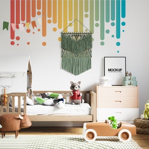 Rainbow Nursery Wall Sticker, Graded Rainbow Decal, Behind The Crib Decor, Baby Bedroom, Colorful Wall Decal, Peel And Stick Removable 11