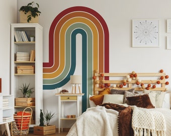 Bohemian Rainbow Wall Decal, Little Boy Room Wall Decal, Retro Nursery Decor, Kids Room Removable Wallpaper, Rainbow Stickers For Nursery 30