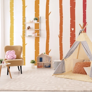 Peel And Stick Nursery Wall Decal, Playroom Wall Decal, Birch Tree Wall Mural, Teen Wall Art, Unisex Baby Bedroom Decor Pastel Wall Decal 38