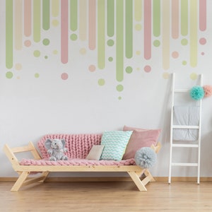 Rainbow Nursery Wall Sticker, Pastel Rainbow Decal, Behind The Crib Decor, Baby Girl Bedroom, Colorful Wall Decal, Kindergarten Decor 49