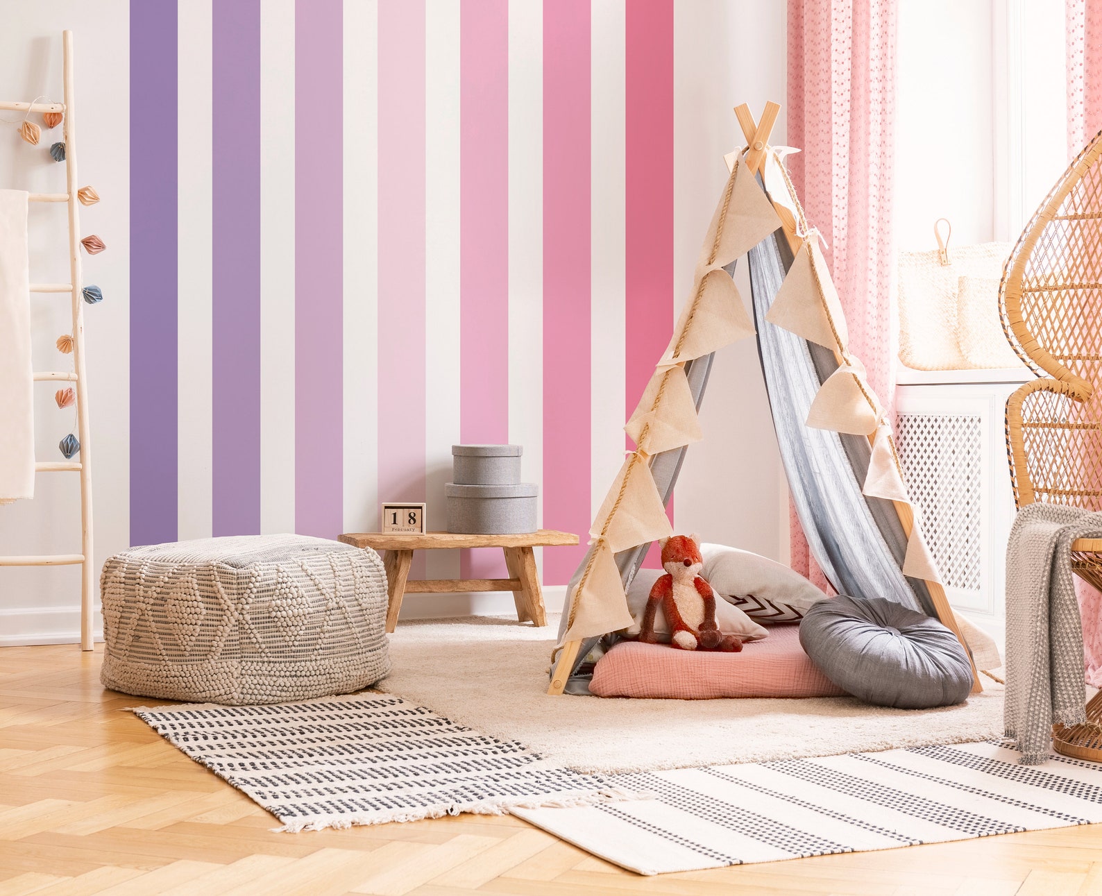 Nursery Stripes Wall Decals Little Girl Bedroom Wall Stripes Etsy